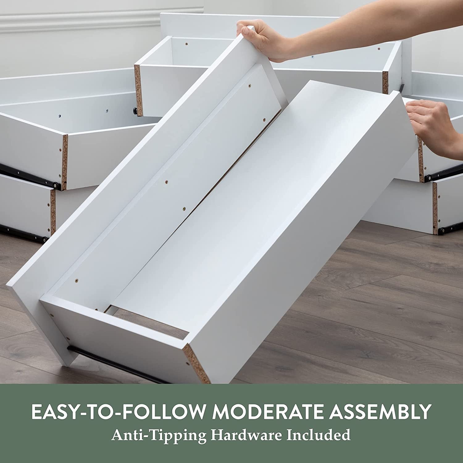 Black Modern Four Drawer Dresser Storage Chest For Bedroom