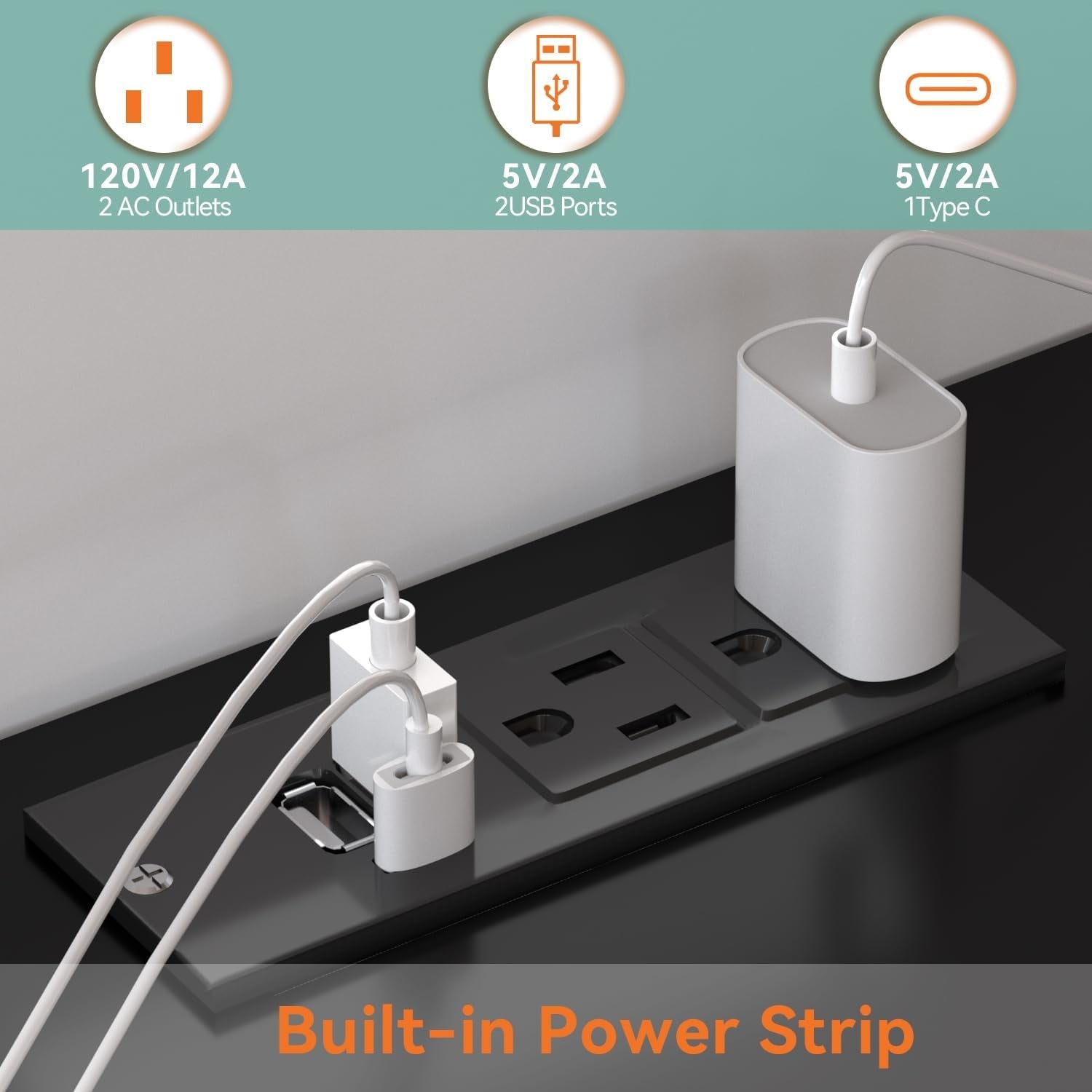 Black Dresser With Power Outlets And LED Lights 6 Drawers