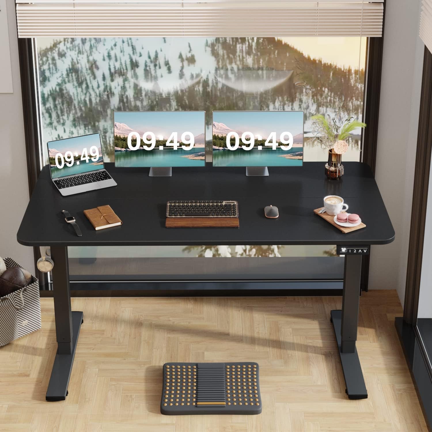 Electric Height Adjustable Standing Desk 55 X 24 Inches