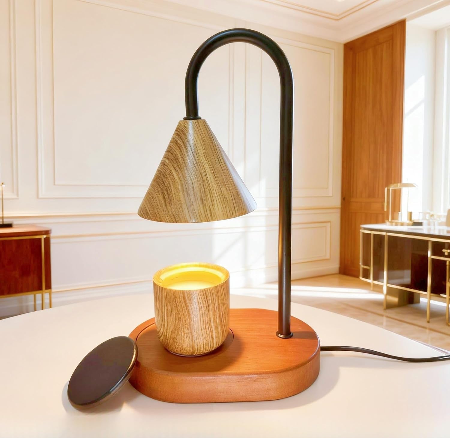 Candle Warmer Lamp Wood Grain Dimmable Wax Melt Warmer
