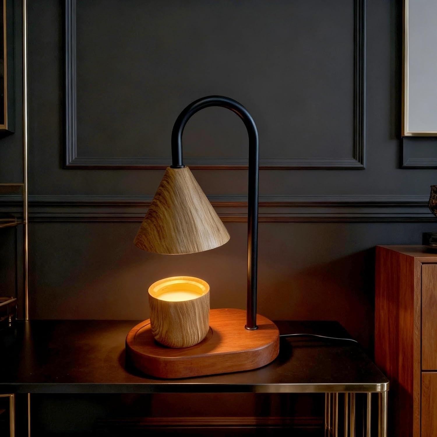 Candle Warmer Lamp Wood Grain Dimmable Wax Melt Warmer